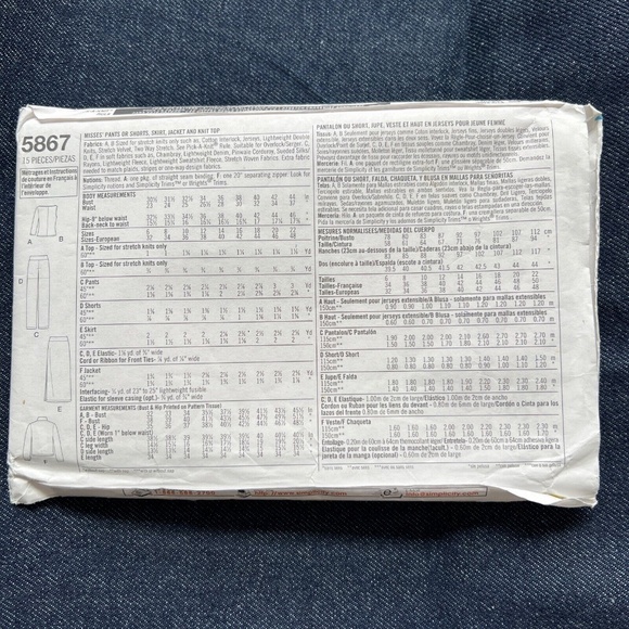 SIMPLICITY 5867 Sewing Jogging Jacket Top Pants Shorts Skirt UNCUT 6 -12 Pattern - Picture 3 of 4